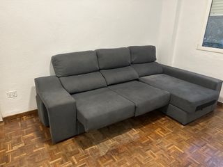 Sofá chaise longue gris 3 plazas