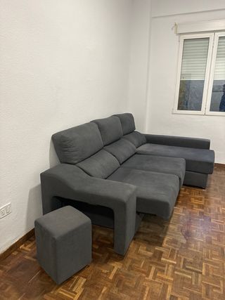 Sofá chaise longue gris 3 plazas