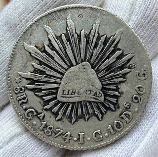 Moneda PLATA MEXICO 8 Reales 1874 Guadalajara