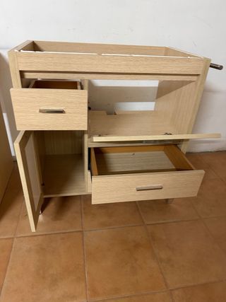 Mueble de baño madera y blanco