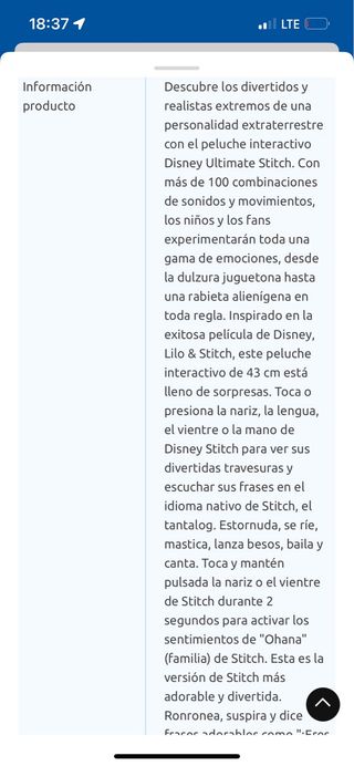 Peluche Interactivo Stitch Disney +3 años