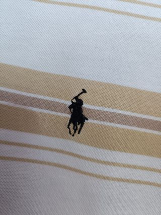 Polo Ralph Lauren Manga Corta Color Beige y Blanco