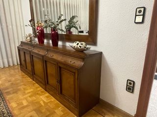 Espejo grande de madera y cristal. Marco de 13 cm