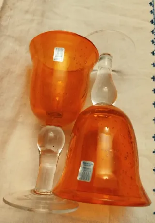 2 Calici Comtesse Vetro Soffiato Arancio