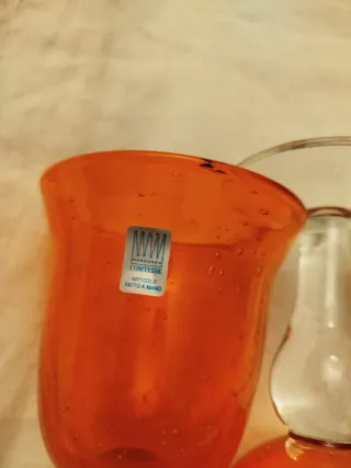 2 Calici Comtesse Vetro Soffiato Arancio