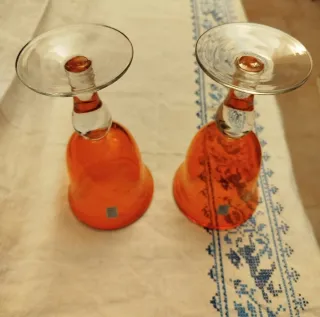 2 Calici Comtesse Vetro Soffiato Arancio