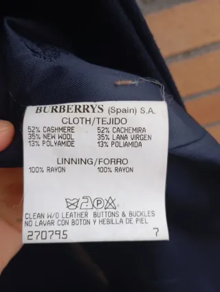 Abrigo Lana y Cashmere Burberrys Negro