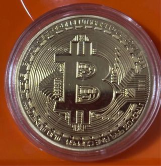 LOTE 2 Monedas Bitcoin Doradas metalicas