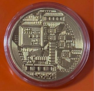 LOTE 2 Monedas Bitcoin Doradas metalicas