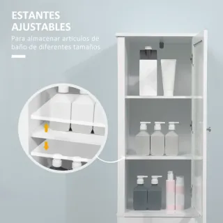 Armario baño blanco con puerta de cristal