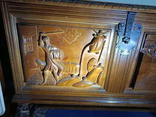 Baúl Antiguo Madera Tallada