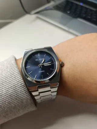 Reloj plateado azul lujo calendario dual hombre