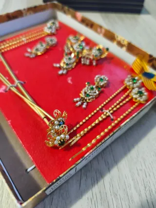 Aderezo Fallera Niña Oro y Verde