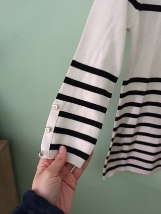 Jersey rayas beige con negro Stradivarius -talla S