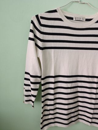 Jersey rayas beige con negro Stradivarius -talla S