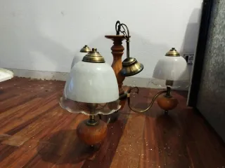 Lámpara de techo madera y cristal