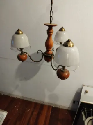 Lámpara de techo madera y cristal