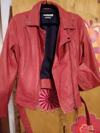 Giubbino chiodo vera pelle rosso