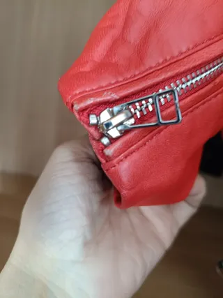 Giubbino chiodo vera pelle rosso