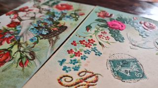 Lotto 10 cartoline postali antiche rilievo e oro