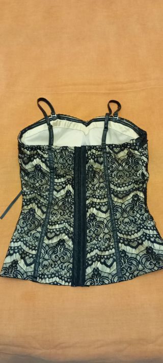 Corsé, corpiño con encaje beige y negro NUEVO