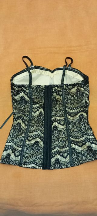 Corsé, corpiño con encaje beige y negro NUEVO