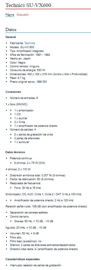 TECHNICS SU VX600 -426- amplificador