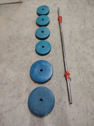 Barra y discos Weider