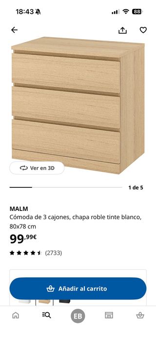 Cómoda IKEA Malm 3 cajones