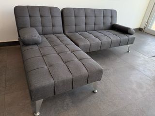 Sofá Cama Moderno Gris Tela