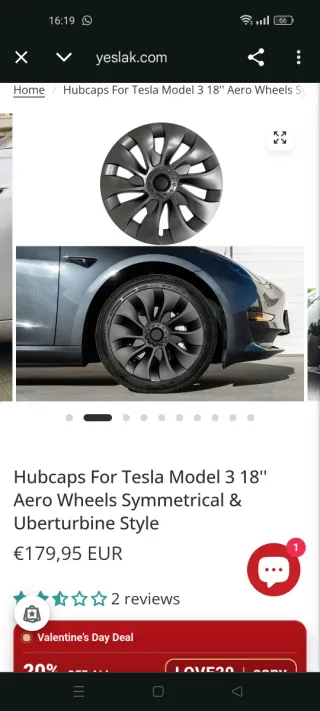 Tapacubos Tesla Model 3 4 unidades