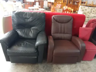 Sillones de piel 1 plaza negro y marrón