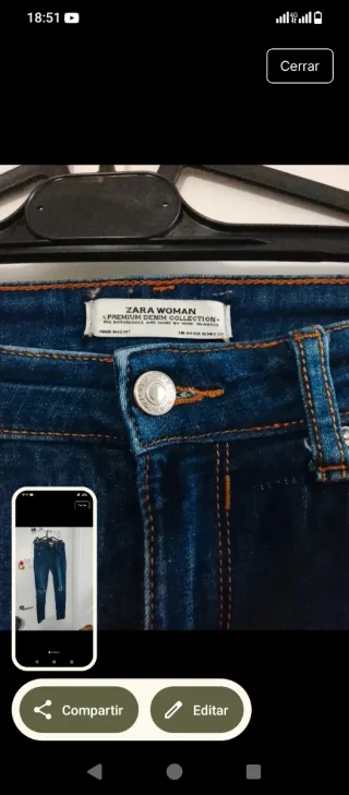 Pantalón Zara Roto Talla 34 Oscuro