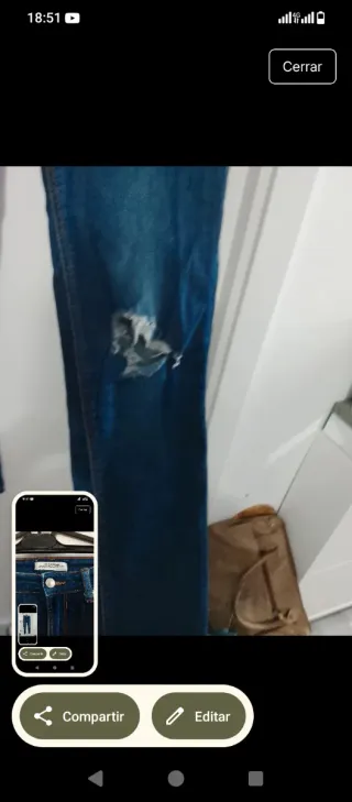 Pantalón Zara Roto Talla 34 Oscuro