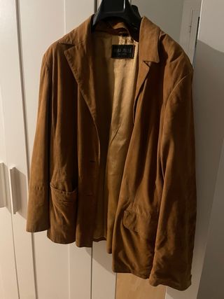 Chaqueta Cuero Genuino Suede Marrón