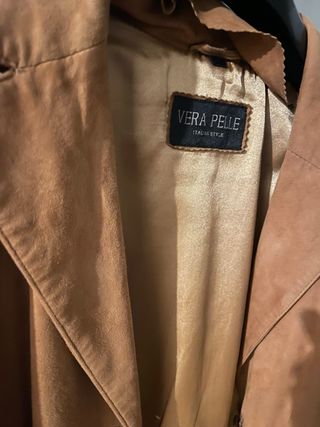 Chaqueta Cuero Genuino Suede Marrón