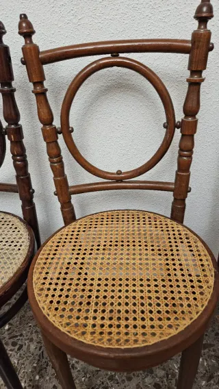 4 Sillas Estilo Rattan y Madera