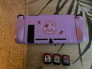 Nintendo Switch Rosa + Funda + 3 Juegos