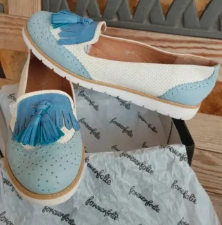 Mocasines Forever Foile Azul/Blanco Talla 37