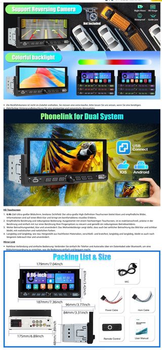 NUEVO! Radio Coche 1 DIN Carplay Inalámbrico