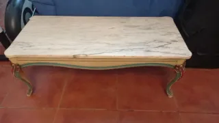 Mesa antigua mármol y madera