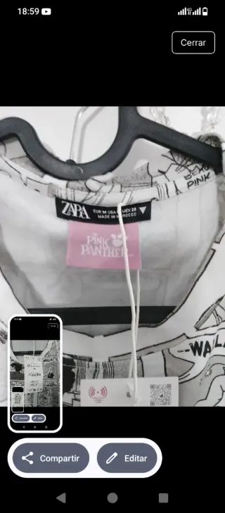 Camiseta Zara Pantera Rosa Talla M Nueva