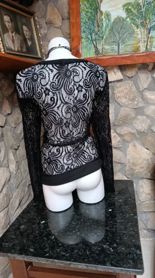 Top encaje negro Y2K vintage