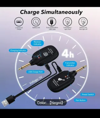 Sistema Inalámbrico Guitarra A8 TX/RX