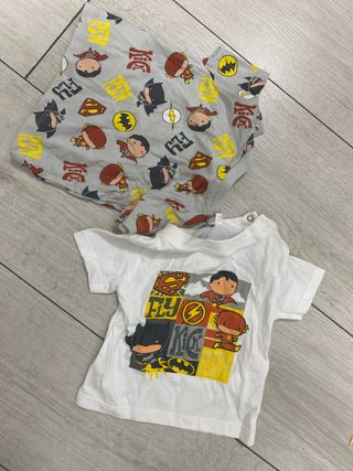 Conjunto camisetas bebé superhéroes DC
