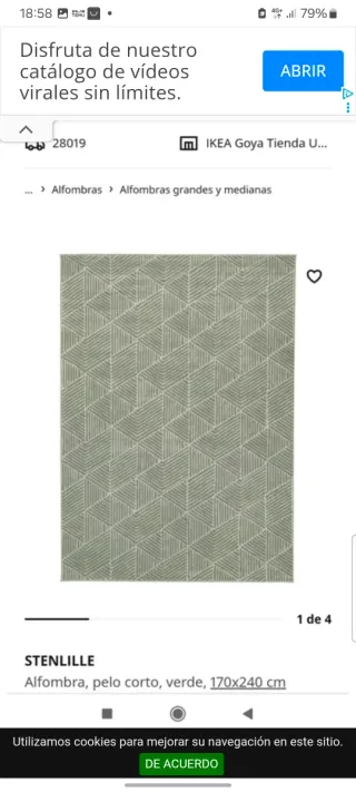 Alfombra IKEA STENLILLE verde 170x240