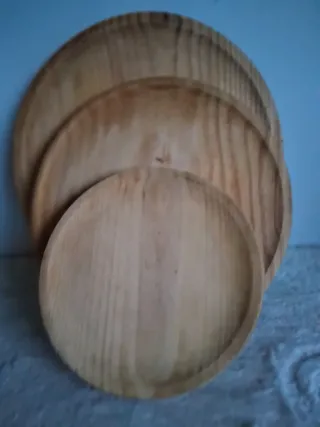 Set de 3 Platos de Madera Natural .Para para pulp