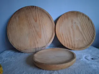 Set de 3 Platos de Madera Natural .Para para pulp
