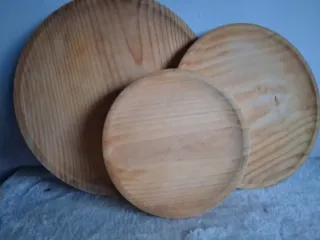 Set de 3 Platos de Madera Natural .Para para pulp
