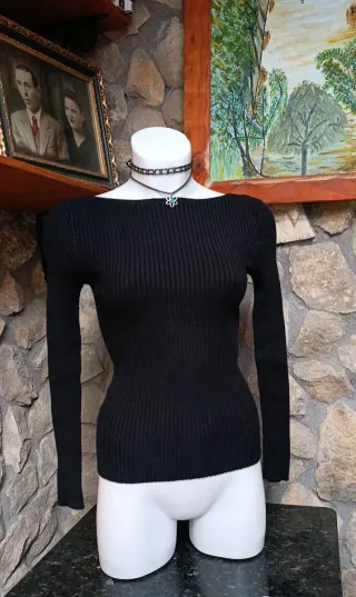 Jersey Y2K Vintage Negro Manga Larga